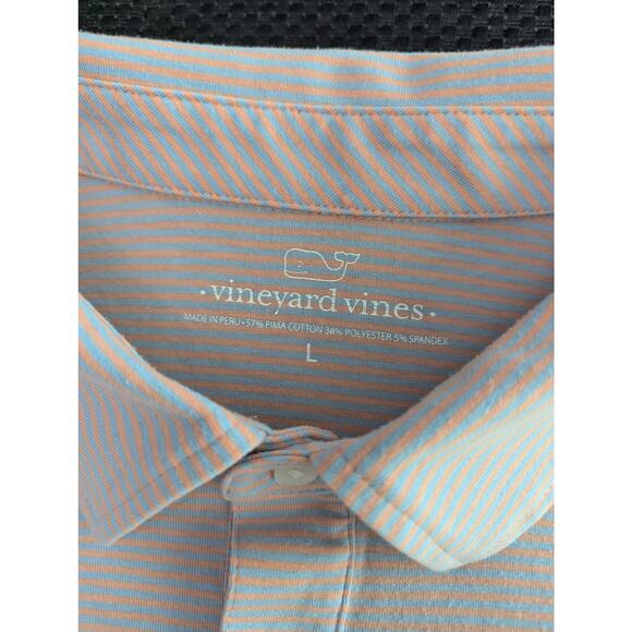 Vineyard Vines Performance Polo Shirt Men’s XL Pink White Striped Golf Stretch - Picture 2 of 8